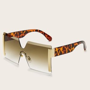 NEW| Leopard Brown Square Rimless Sunglasses